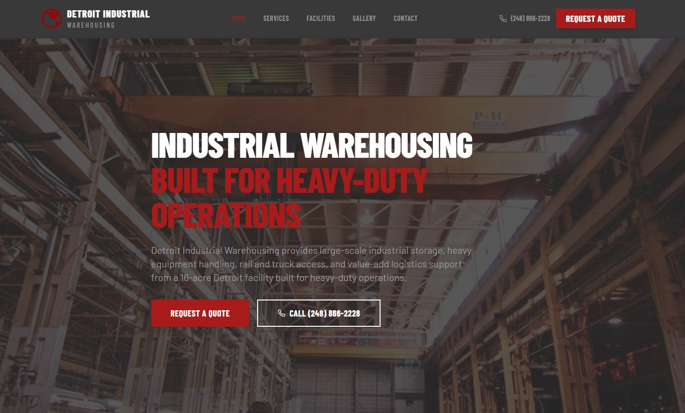 Detroit Industrial Warehousing website by Detroit Digital