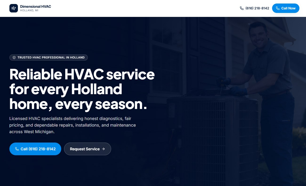 Dimensional HVAC website by Detroit Digital