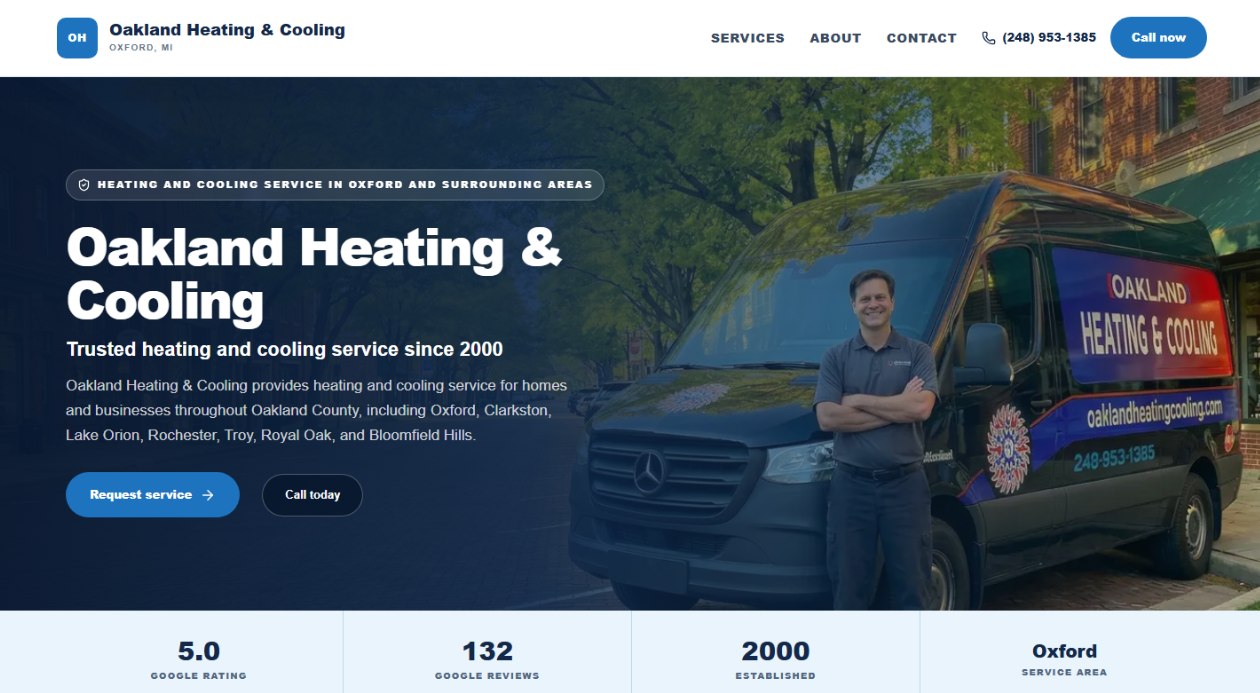 Oakland Heating and Cooling website by Detroit Digital